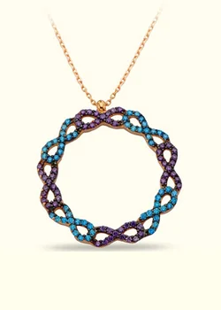 

Burgundy Blue Infinity Gold Necklace 02-370-K1060B