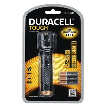 

POCKET FLASHLIGHT DURACELL TOUGH CMP-6C-LIGHTING LED-ALUMINUM BODY-265 LUMENS-BATTERY 3HORAS - 3 X AAA BATTERIES
