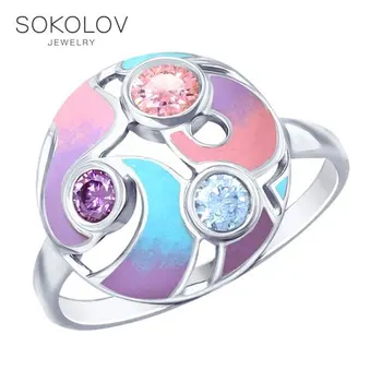 

SOKOLOV ring of silver with enamel and fianitami fashion jewelry 925 women's/men's, male/female, women's male