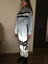 Chaqueta holgada de moda para mujer, conjuntos a juego de talla grande, conjunto de 2 piezas reflectante de Hip Hop, chándal, sudaderas con capucha, pantalones cortos