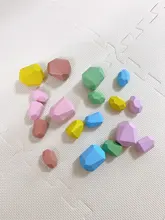 Bloques de construcción de piedra colorida Jenga para niños, juguete educativo de estilo nórdico creativo, piedra de arcoíris, juguete de madera