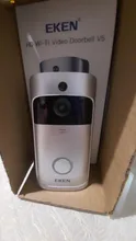 EKEN-Timbre de puerta de seguridad inalámbrico para puerta, monitor de seguridad inalámbrico modelo V5 para puerta con timbre y vídeo con conexión Wifi, grabadora de vídeo con visión nocturna, perfecta para el hogar