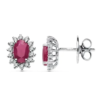 

Earrings 18k white gold 10mm. Ruby 1.00ct. Sparkling Diamond 0.28ct. Women [AB8842]