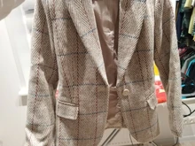 Female Blazer Coat Elegant Jacket Single-Button Wool Vintage Vimly Women Office Lady