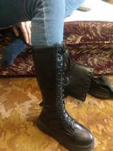 Botas hasta la rodilla de piel sintética con plataforma gruesa para Mujer, botines largos con cordones, con cremallera, estilo Punk, Chelsea, 2020