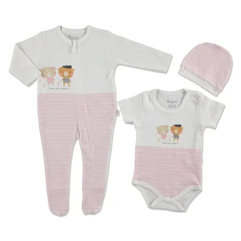 

ebebek Bebbek Summer Baby Girl Happy Mood Romper Bodysuit Hat 3 pcs Set