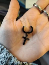 Pendientes Piercing falsos de acero inoxidable para mujer y hombre, pendientes sin perforación, Cruz, gótico, Punk, Rock, 1 unidad