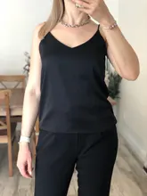 Top Women Tank-Tops Spaghetti-Strap White Cami Satin Silk Summer Camisole Basic V-Neck