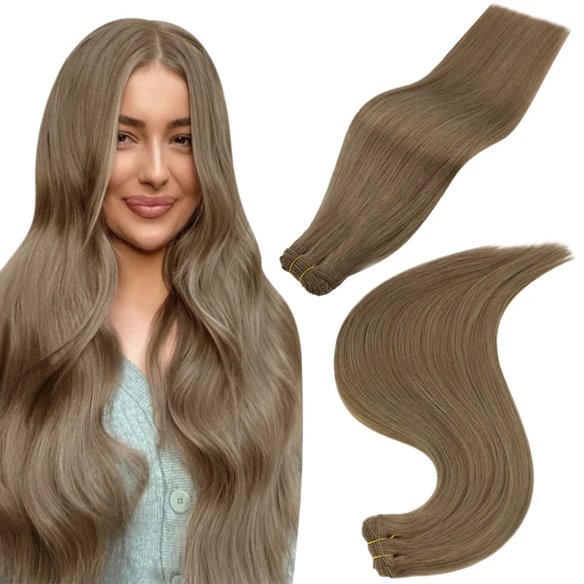 Full Shine Human Hair Weft Extensions Hair Bundles Ombre Blonde Color 100g Sew In Silky Straight Remy Skin Double Weft For Salon 8
