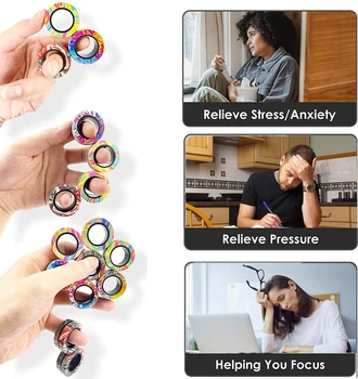 Magnetic Rings Fidget Toy Anti-Stress Magic RingTools Children Magnetic Ring Finger Spinner Ring Anxiety Relief Therapy Toys 1