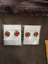 Pendientes de mariquita con Clip para la oreja, aretes de mariquita para Cosplay, circulares, de lunares, regalos de fiesta, joyas de Anime, novedad de 2020