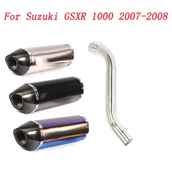 Slip On Motorcycle Exhaust Mid Link Pipe And 51mm Muffler Stainless Steel Exhaust System For Suzuki GSXR1000 2007 2008