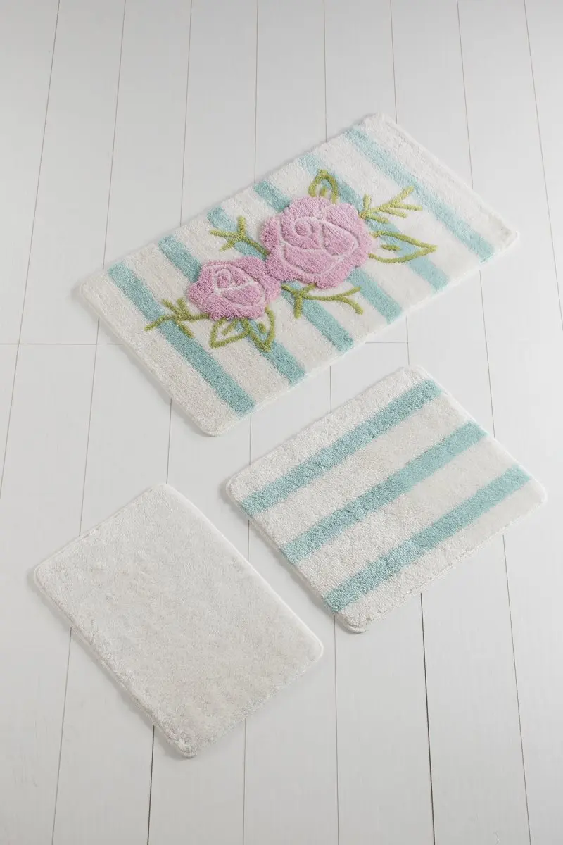 Коврик для ванной | коврик для ванной нескользящие Противоскользящие коврики Luna Rosa экрю 3л набор 60X100 Cm-50X60 Cm-40X60 см