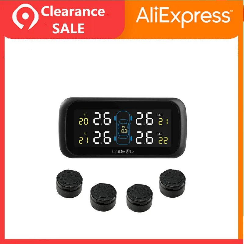 

CARCHET Car Tire Pressure Alarm Monitor System 4 External / Internal Sensor Alarm for hyundai honda toyota tyre gauge meter