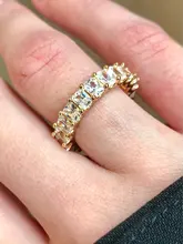 Huitan-anillos de promesa de amor para mujer, joyería de boda, cristal cuadrado pavimentado, circonita, anillo de compromiso de boda elegante, nuevo