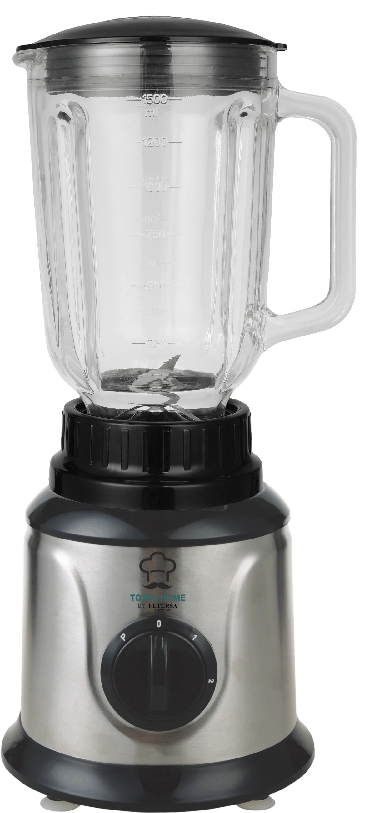 Batidora Vaso de Cristal de 600W, 6 Hojas de Acero Inoxidable