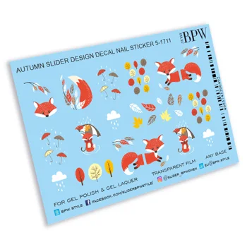 

Slider design Autumn with лисами, BPW. style, water nail sticker, sd5-1711