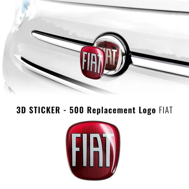 Autocollant adhésif 3D en résine pour logo Fiat, remplacement de l'emblème  de la voiture d'extérieur à personnaliser 500, avant ou arrière, durable et  lumineux avec filtres UV anti-jaunissement, 1 pièce 65x71mm 