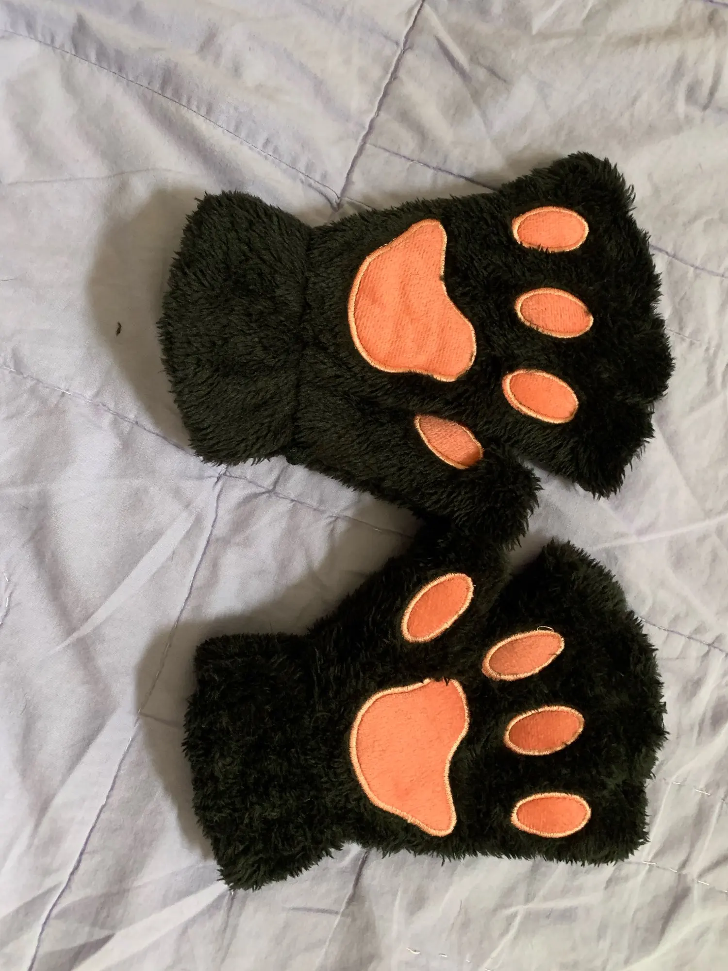 Plush Cat Paw Fingerless Mittens photo review