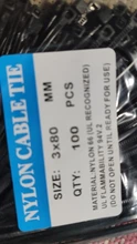 Brida de plástico autoblocante, cable de nailon, anillo de fijación, cremallera color negro, 5x300, 3x200 y 5x200, 100 unidades