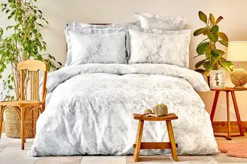 

Karaca Home Kaori Gray Satin Double Duvet Cover Set 100% Cotton easy comfortable and stylish use-there are 2 color options