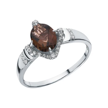 

Silver ring with раухтопазами and cubic zirconia sunlight sample 925