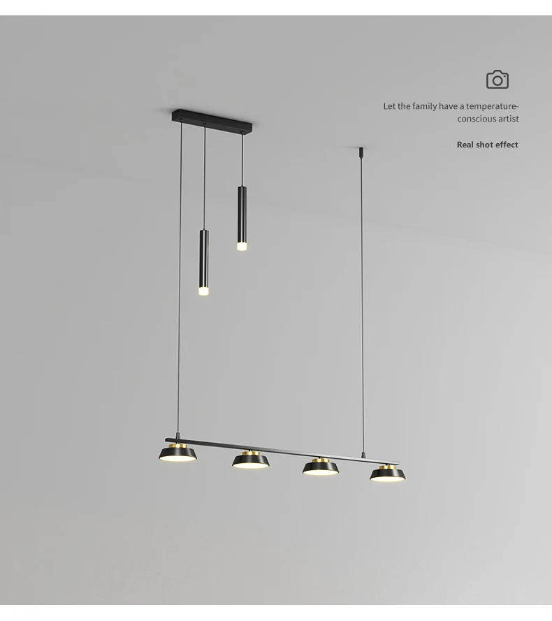 Modern Led Chandelier For Dining Room With Spotlight Kitchen Long Table Black Ceiling Hanging Pendant Lamp Neutral Light Decor flush mount chandelier