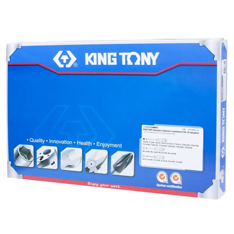 Набор отвёрток KING TONY 9-31124MRV(24 предмета в наборе, SL, PH, T шлицы, ложемент