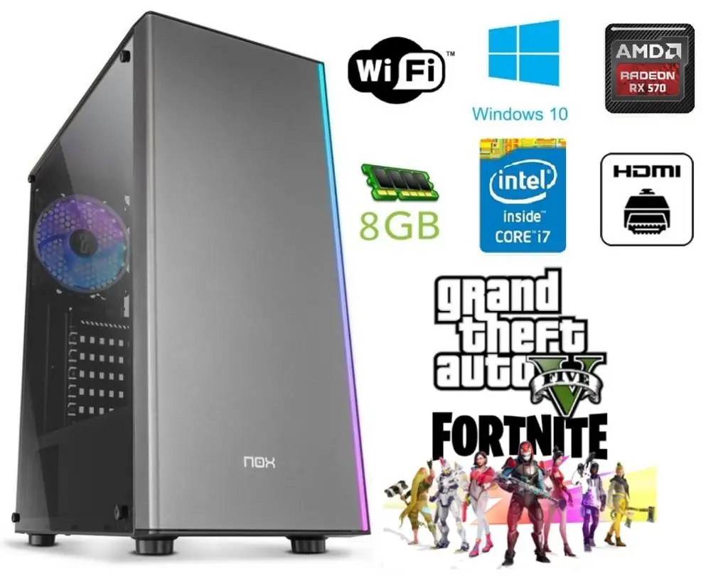  Игры на ПК Intel I7 3770 8 жестких ГБ/16 ГБ ОЗУ 500 Гб/1 ТБ HDD 120/240 SSD GPU: жесткий GB WINDOWS RADEON RX 570 4