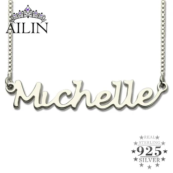 

AILIN Silver 925 Personalized Font Name Necklace Women Box Chain 2020 Fine Jewelry 1-10 Characters Custom Pendant Gifts With Box