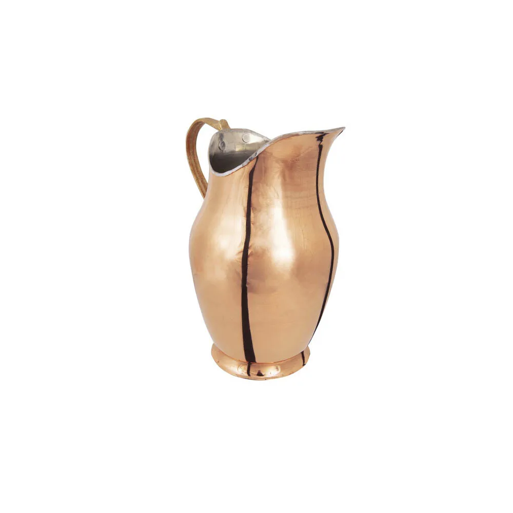 

Serenk Copper Jug, Copper Carafe, 1400 ml, 100 Handmade, 100 Pure Copper, original Design, Metal Grip Handle