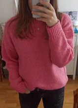 Women Sweater Outerwear Pullover Long-Sleeve Elegant Knitted Loose Pink Knitting Thick