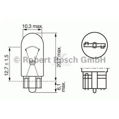 1987302206 bosch лампа w5w 12v 5w pure light(cb