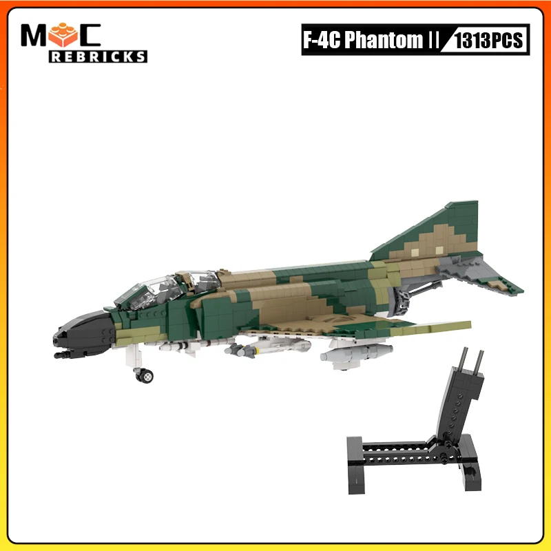 

WW2 Blocks Military F-4C PhantomⅡ MOC Building Block Army Fighter Loadable Figures Soldiers Bricks Toys for Children Gift