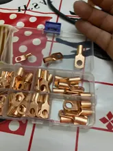 Juego de terminales de cobre de cable, conjunto surtido de anillos conectores soldados de auto para cableado desnudo rizado de batería para coche, 60/240/260 uds,