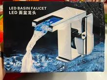 Faucet Sink-Tap Led-Waterfall Bathroom-Basin Hot-Water-Mixer Single-Handle Color Cold