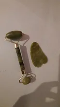 Gua Sha-Rodillo de piedra de jade para masaje facial, rodillo estiramiento piel cuello, doble cabezal, relajación de la piel, piedra de jade natural