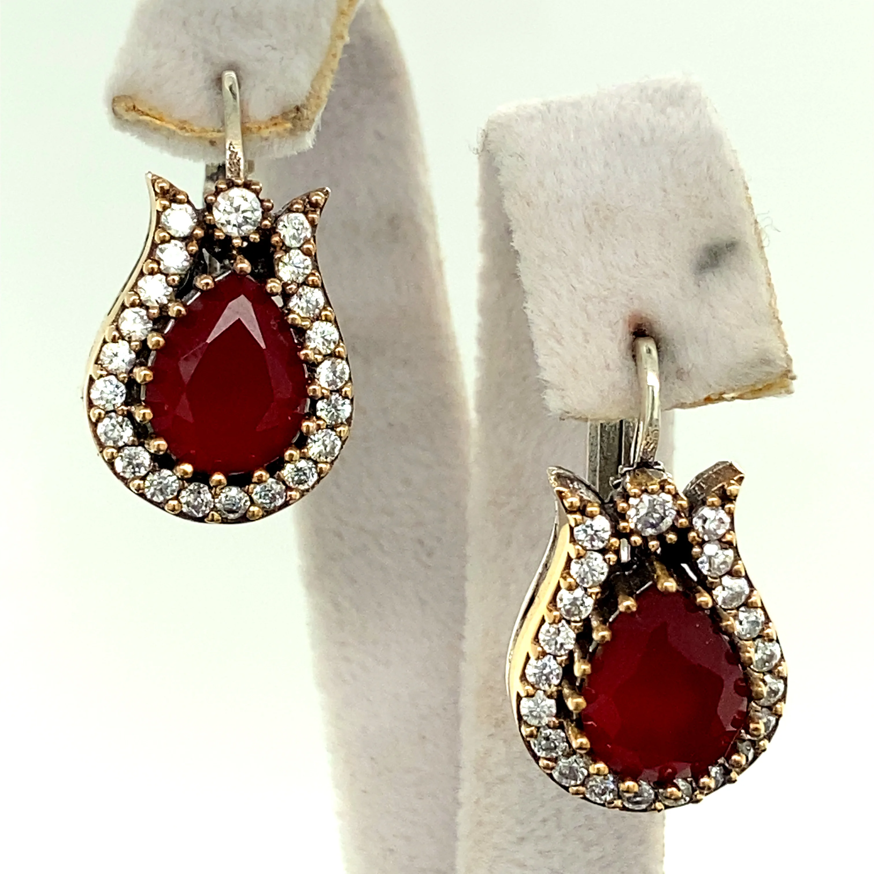 

Handmade Silver Tulip Model Earrings, Tulip Earrings, Sapphire Stone, Emerald Stone ,Authentic Earrings Ottoman Jewelry, 925 Ste