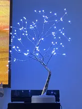 LED Night Light Mini Christmas Tree Copper Wire Garland Lamp For Home Kids Bedroom Decor