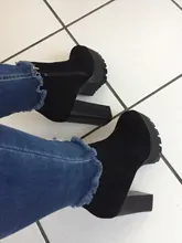 Botines con cremallera lateral para mujer, botas cómodas con hebilla de plataforma, tacón alto grueso de 12Cm, novedad de 2020