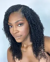 Peluca rizada mongol 3B 3C para mujeres negras cabello humano Afro rizado, pieza en U, corte de Bob corto, Belleza