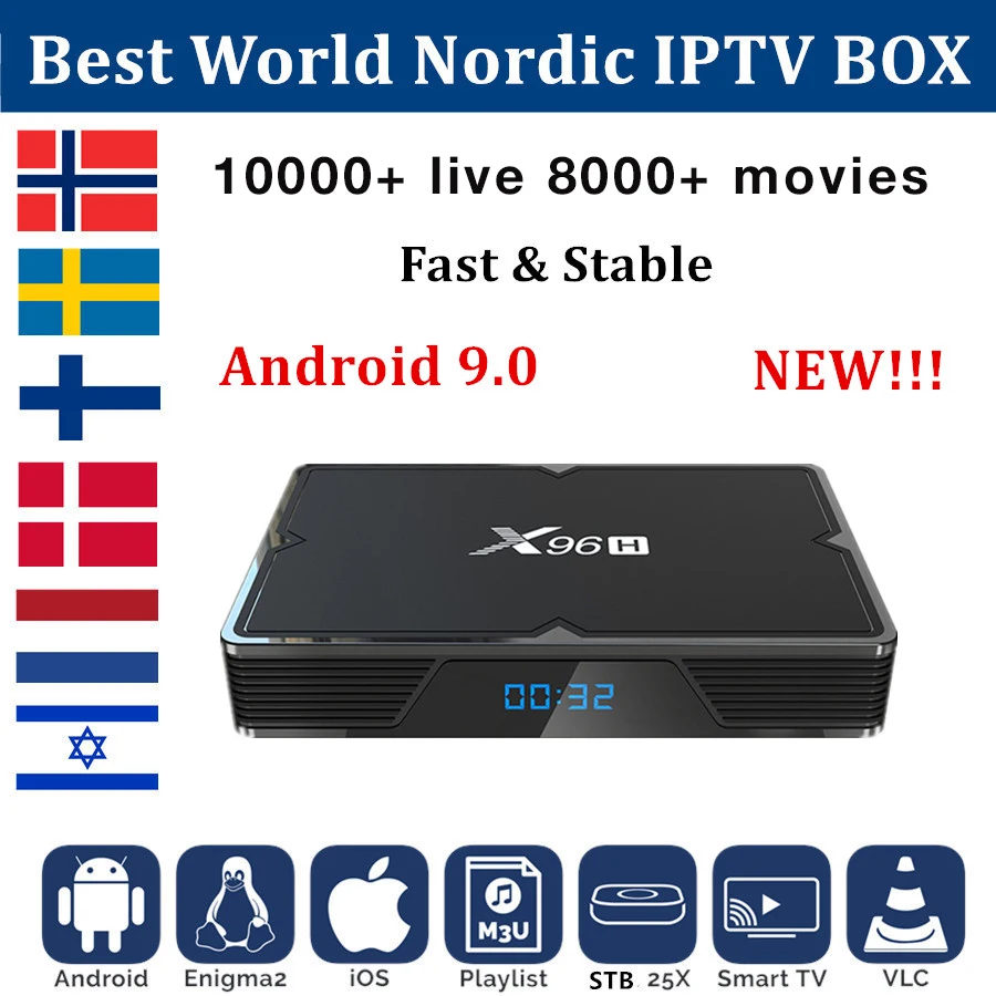 X96H android tv box + мировое IPTV подписка 10000 Live HD iptv Европа Нидерланды Швеция Финляндия