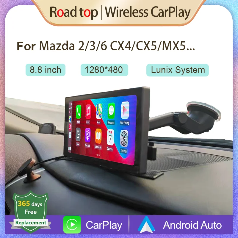 Универсальный беспроводной дисплей Carplay 8 дюйма для Mazda 3 6 CX4 CX5 MX5 с Android