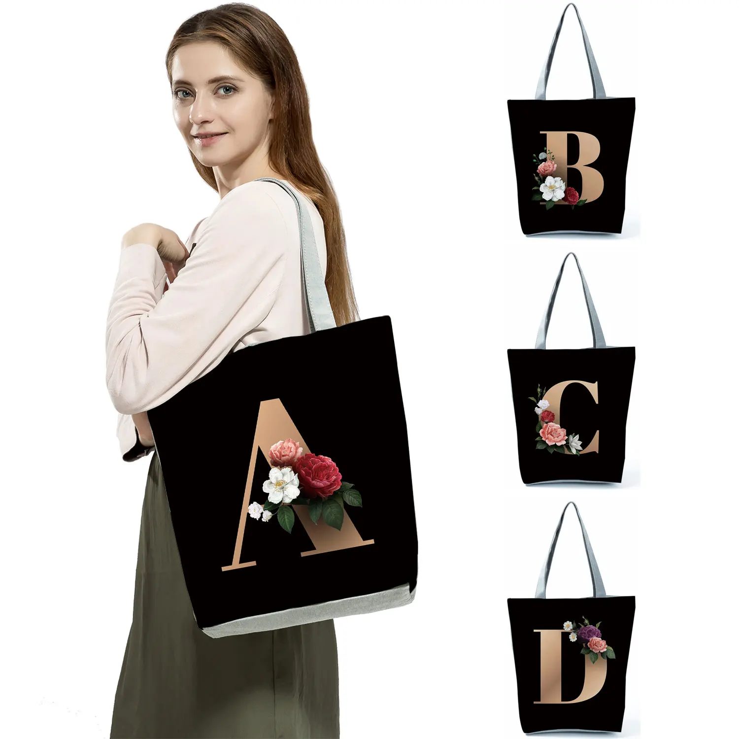 

Женская сумка для покупок универсальная сумка с буквенным принтом Складная многоразовая сумка-шоппер в стиле Харадзюку Студенческая сумка-тоут сумки для хранения