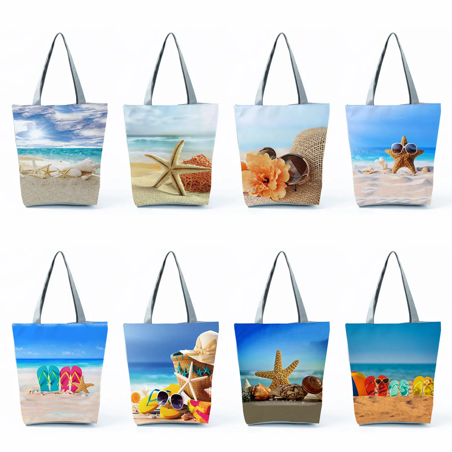 

Starfish Printed Handbags Beach Travel Tote Bags Large Capacity Reusable Shopping Bag Outdoor Storage Shoulder Bag Dropshipping