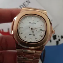 PLADEN-Reloj de pulsera de cuarzo para hombre, de negocios, de lujo, a la moda, correa de acero inoxidable, azul degradado, reloj calendario a prueba de agua