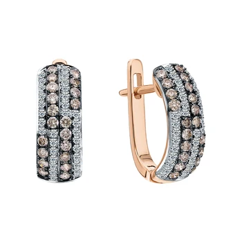 

Gold earrings with cognac diamonds and diamonds sunlight sample 585