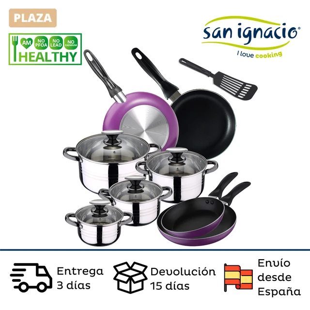 SAN IGNACIO Laredo: Pan Set 8 pieces, set nonstick pans with palette knife.  Various purchase options. - AliExpress