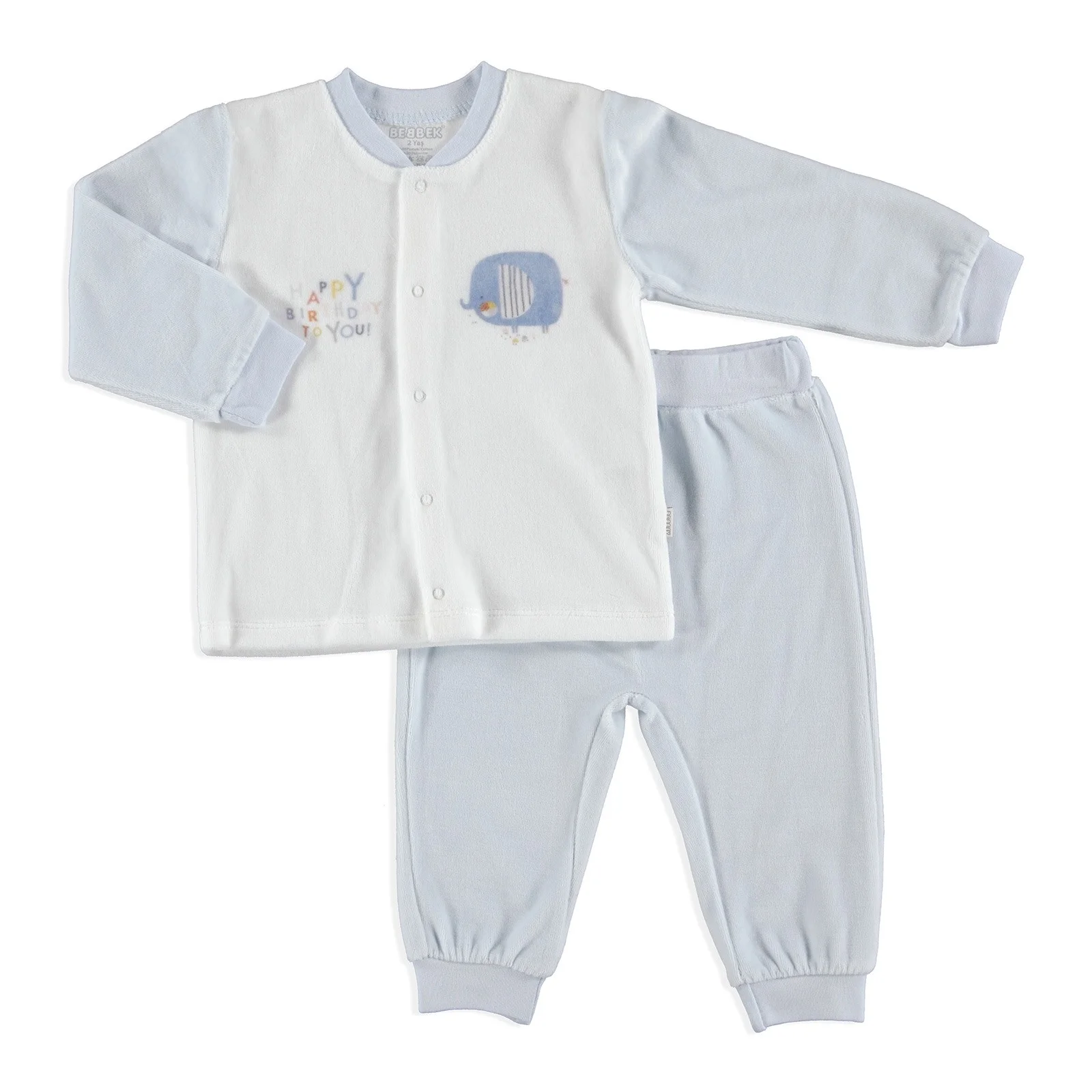 

ebebek Bebbek Happy Elephant Snaps Velvet Baby Pyjamas Set