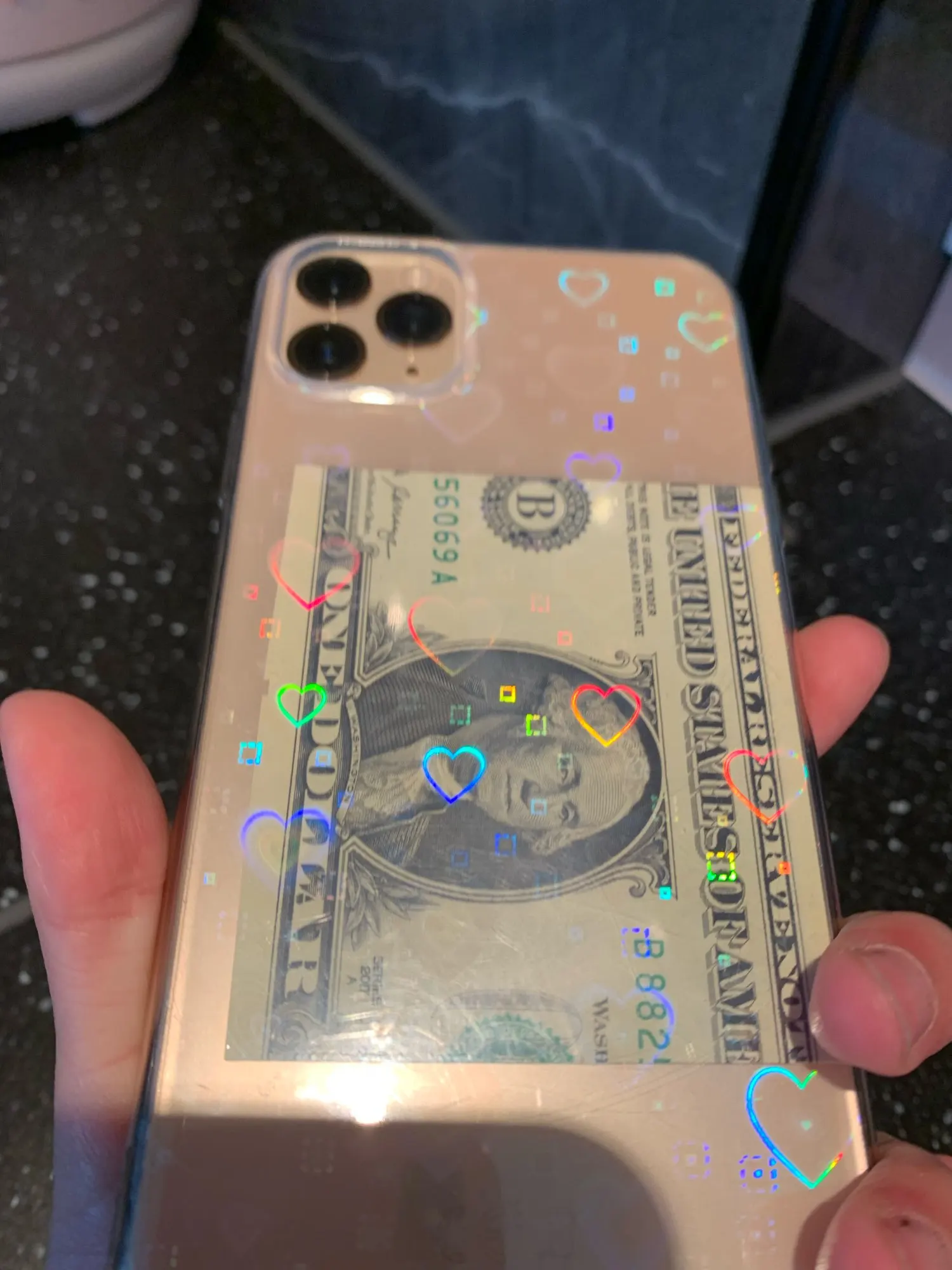 Vinilo o funda para iPhone Corazones holográficos de Corea